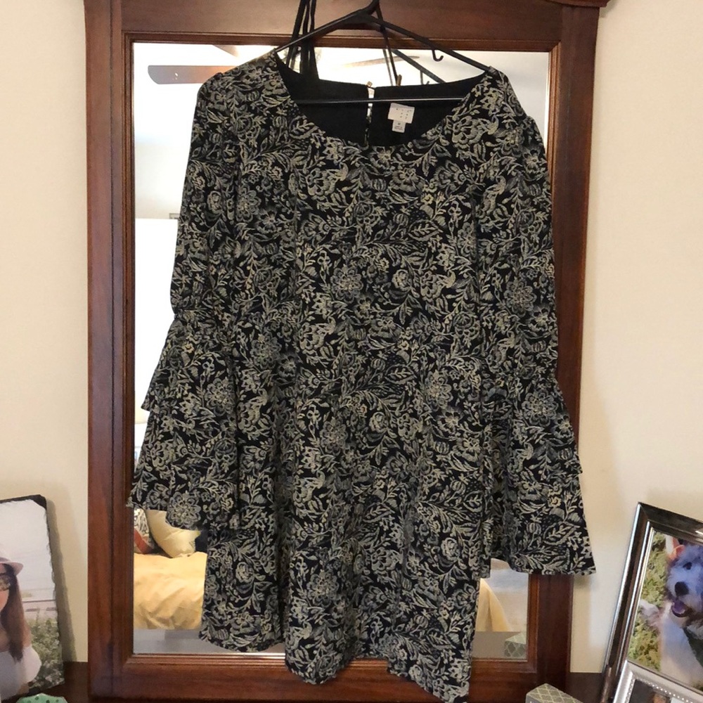 Floral peasant dress with bell sleeves